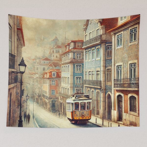Item preview, Lisbon Tramway – Timeless Charm in Impressionist Style designed and sold by Macajuba Design .