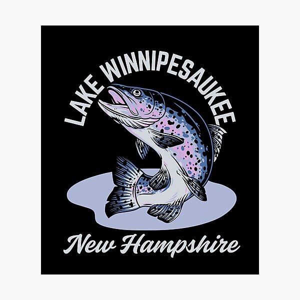 Item preview, Vintage-Style Lake Winnipesaukee New Hampshire Lake Trout - Silver Text designed and sold by TimelessLocales.