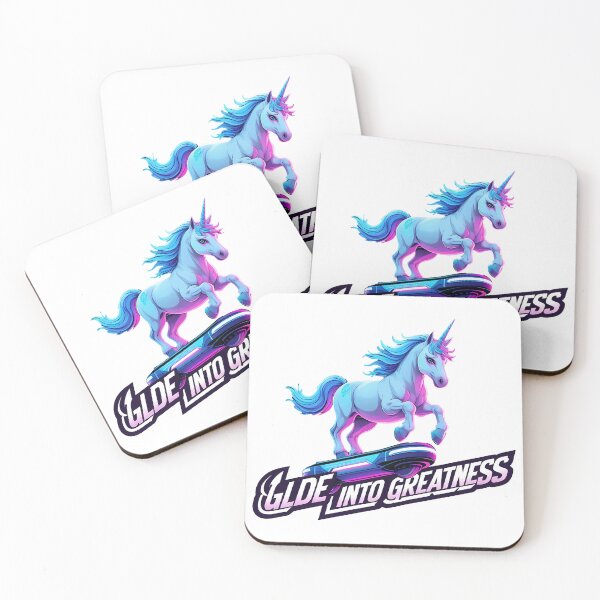 Item preview, Glide into Greatness – Neon Hoverboard Unicorn designed and sold by zoughlal.