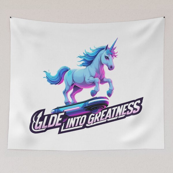 Item preview, Glide into Greatness – Neon Hoverboard Unicorn designed and sold by zoughlal.