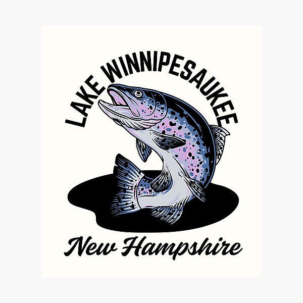 Item preview, Vintage-Style Lake Winnipesaukee New Hampshire Lake Trout - Black Text designed and sold by TimelessLocales.