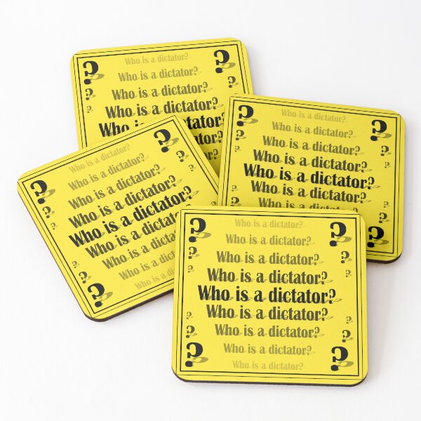 Item preview, Sign "Who is a dictator?" on a yellow background designed and sold by Cherevan.