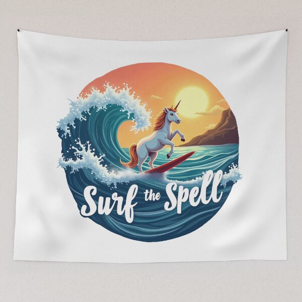 Item preview, Surf the Spell – Enchanted Wave Unicorn designed and sold by zoughlal.