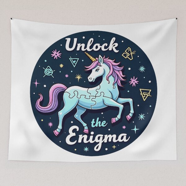 Item preview, Unlock the Enigma – Holographic Puzzle Unicorn designed and sold by zoughlal.