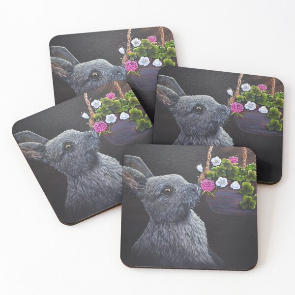 Item preview, Bunny looking at a basket of clovers designed and sold by DCfineArt.