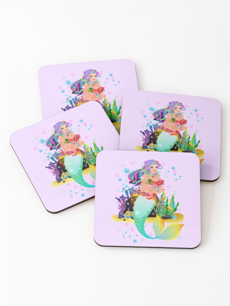 Thumbnail 1 of 5, Coasters (Set of 4), Meredith the Mermaid™ designed and sold by TeelieTurner.
