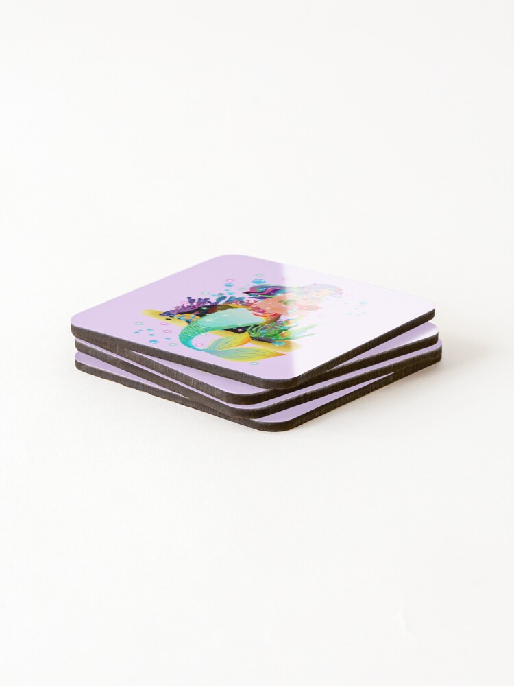 Thumbnail 4 of 5, Coasters (Set of 4), Meredith the Mermaid™ designed and sold by TeelieTurner.