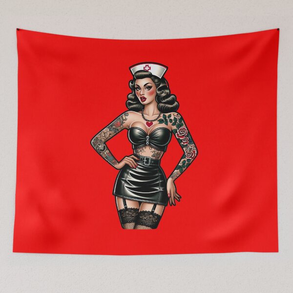 Item preview, Sexy Tattooed Nurse Pin-up designed and sold by PinUpPizzazz.