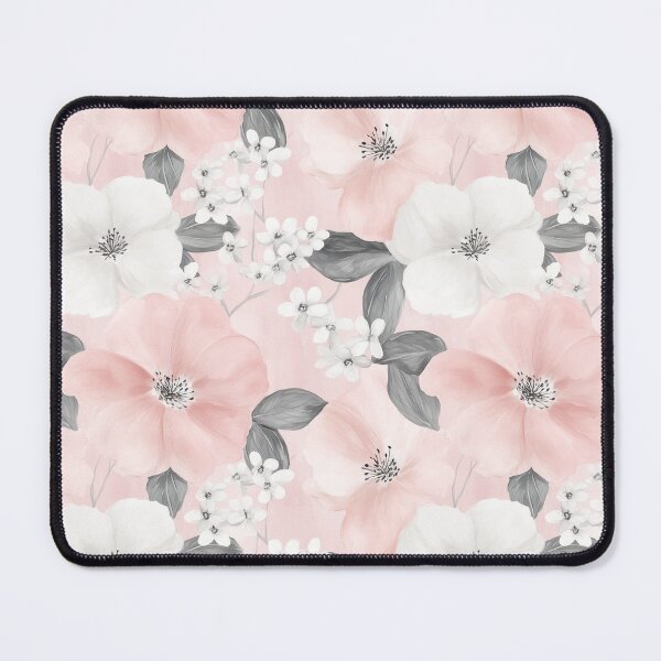 Item preview, Spring Pastel Pink White Grey Floral Pattern designed and sold by sheprint.