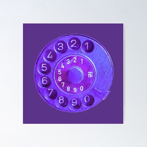 Item preview, Retro phone dial, purple grunge, vintage rotary telephone designed and sold by suekieper.