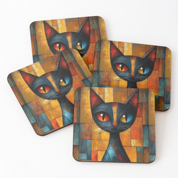 Item preview, Black Cat Cubist Abstract Art designed and sold by sheprint.