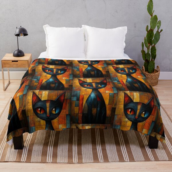 Item preview, Black Cat Cubist Abstract Art designed and sold by sheprint.