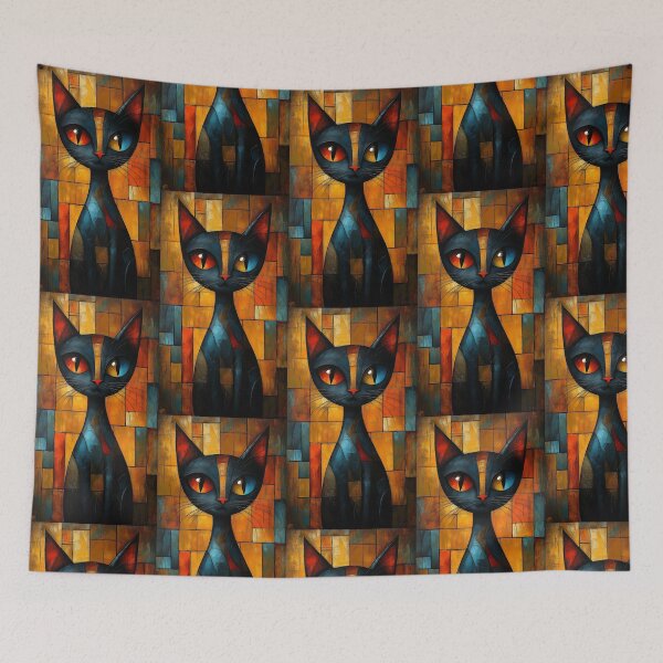 Item preview, Black Cat Cubist Abstract Art designed and sold by sheprint.