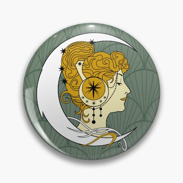 Item preview, art nouveau crescent moon - sage green designed and sold by kobyakov.
