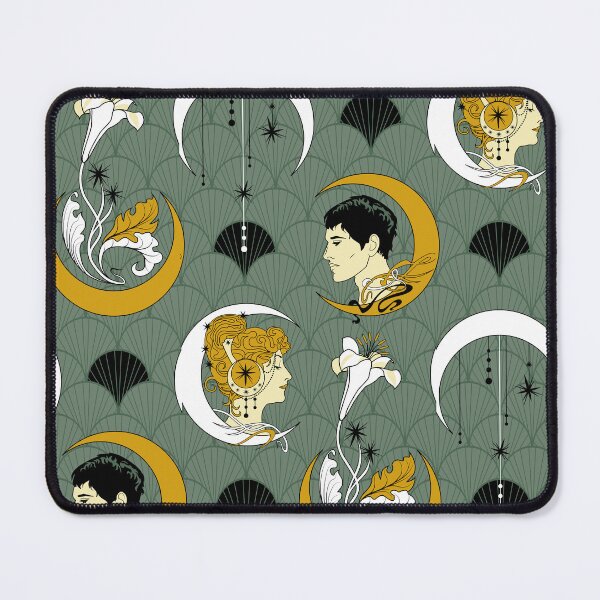 Item preview, art nouveau crescent moon - sage green designed and sold by kobyakov.