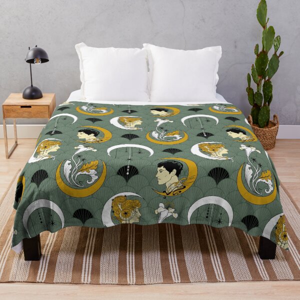 Item preview, art nouveau crescent moon - sage green designed and sold by kobyakov.