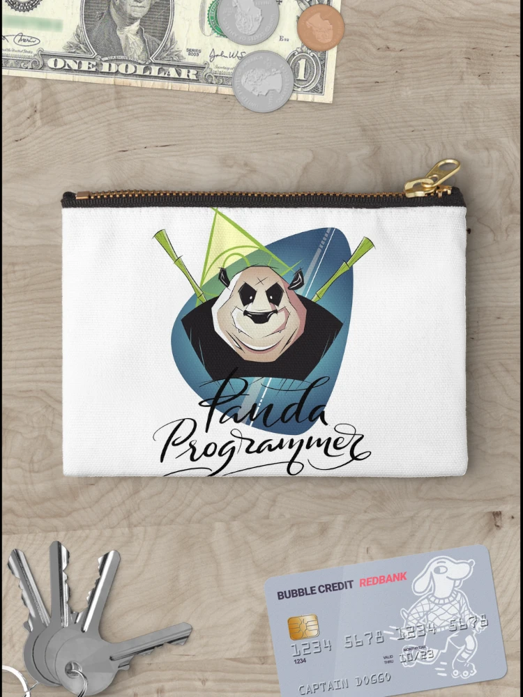 Thumbnail 3 of 4, Zipper Pouch, Panda Programmer Python Programming Language designed and sold by ProjectX23.