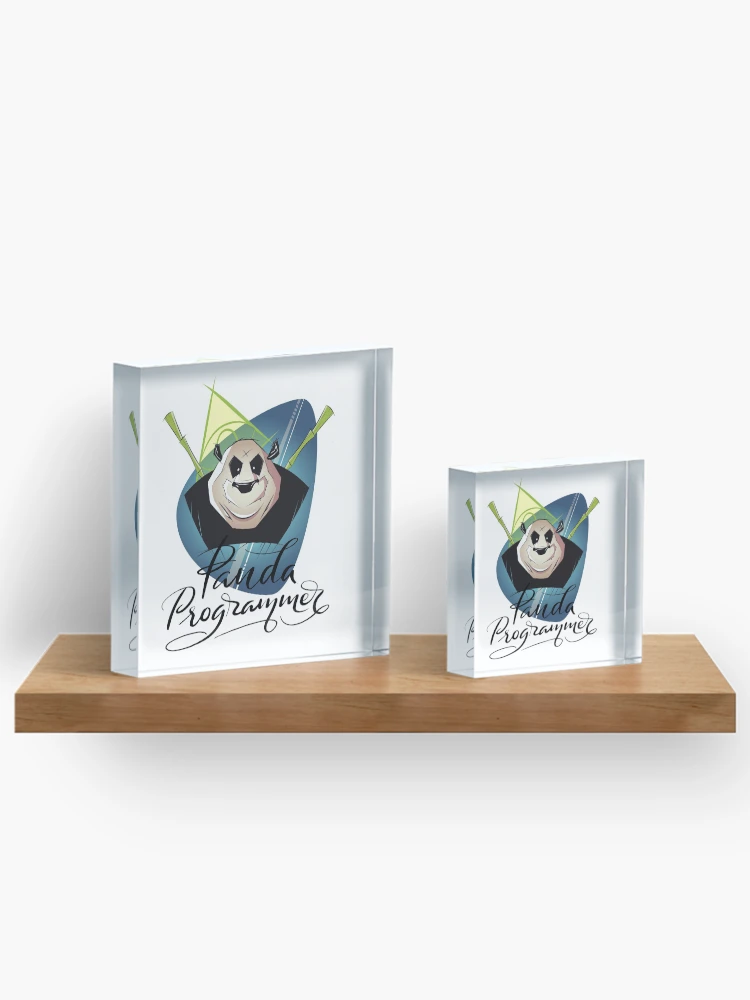 Thumbnail 3 of 5, Acrylic Block, Panda Programmer Python Programming Language designed and sold by ProjectX23.