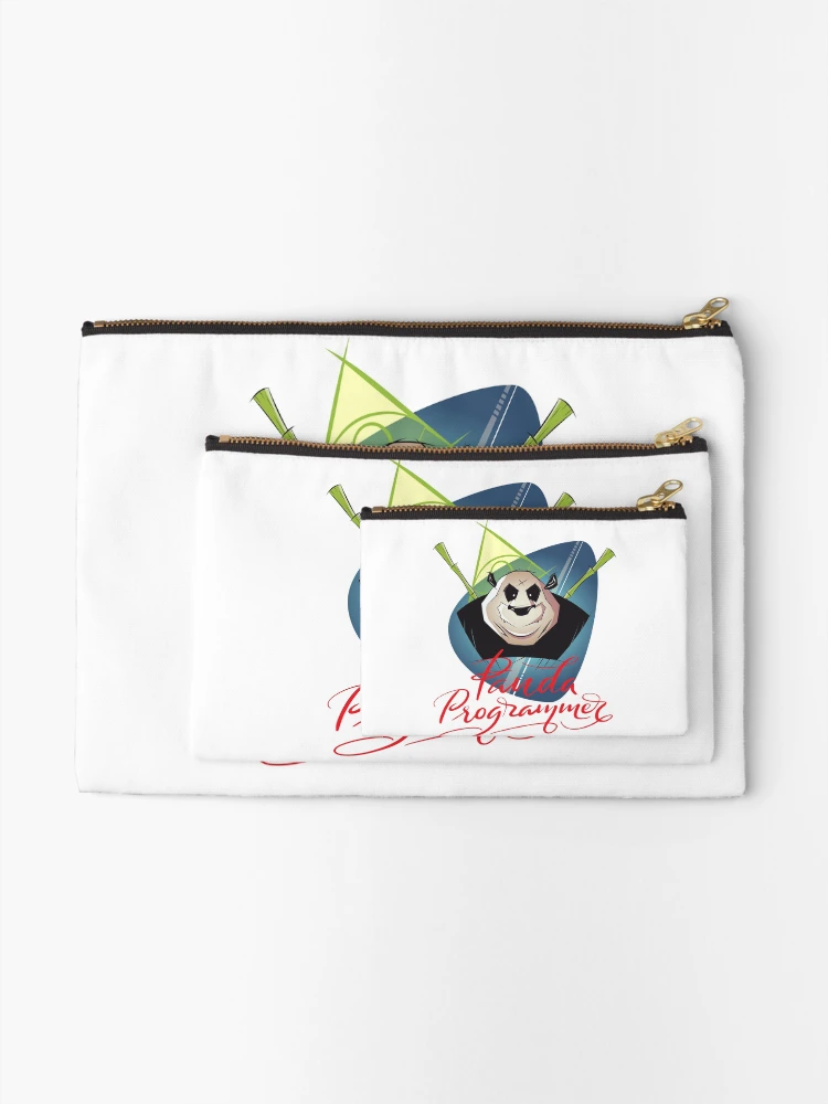 Thumbnail 2 of 4, Zipper Pouch, Panda Programmer Python Programming Language designed and sold by ProjectX23.