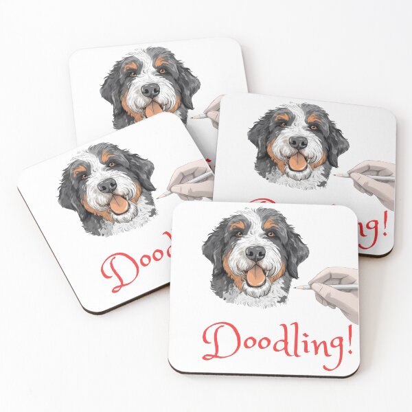 Item preview, Bernedoodle Doodling Happy Bernese Doodle Dog – Artistic Poodle Doodles Sketch designed and sold by PoodleDoodles4U.