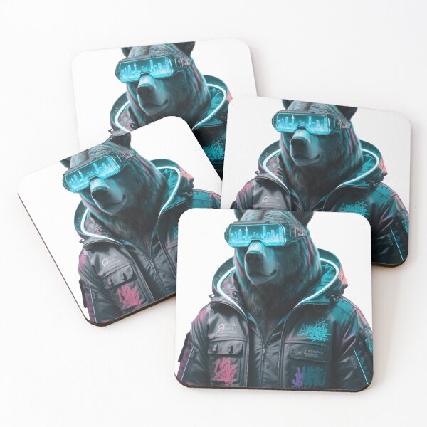 Item preview, Neon Kodiak Bear – Futuristic Cyberpunk Style designed and sold by Petpixy.