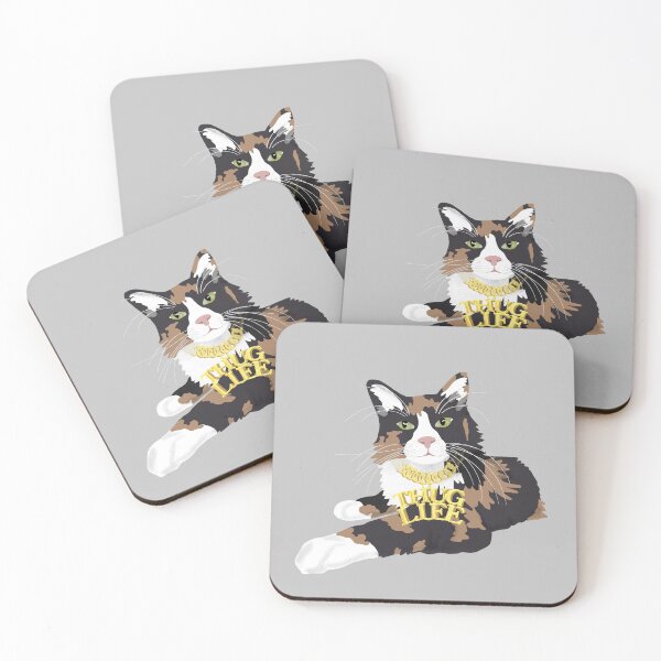 Item preview, Calico Cat in "Thug Life" Chain - Grey designed and sold by stubiedoodles.