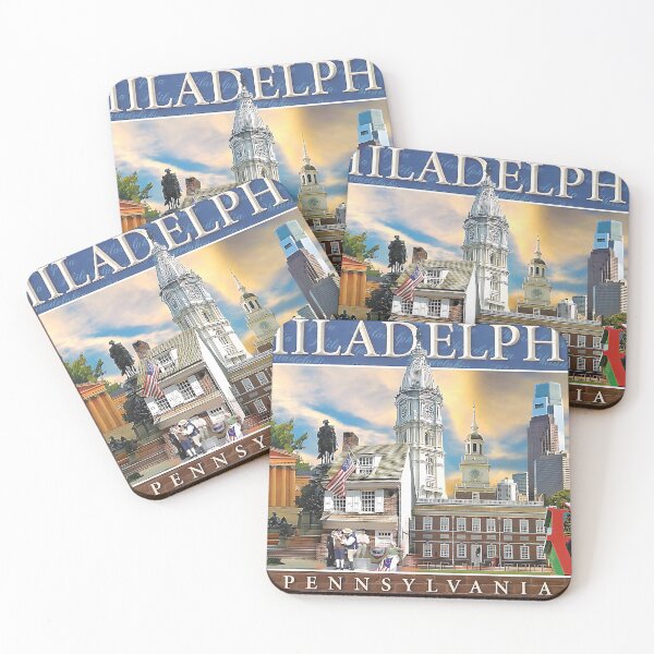 Item preview, Philadelphia PA Landmarks Postcard designed and sold by ChattyKathieGifts.
