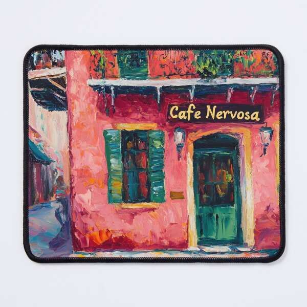 Item preview, Café Nervosa - A Bold Pink Facade and Colorful New Orleans Charm Generative AI Abstract Art designed and sold by OlfactoART Studio.