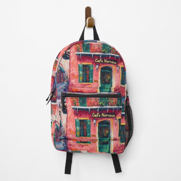 Item preview, Café Nervosa - A Bold Pink Facade and Colorful New Orleans Charm Generative AI Abstract Art designed and sold by OlfactoART Studio.