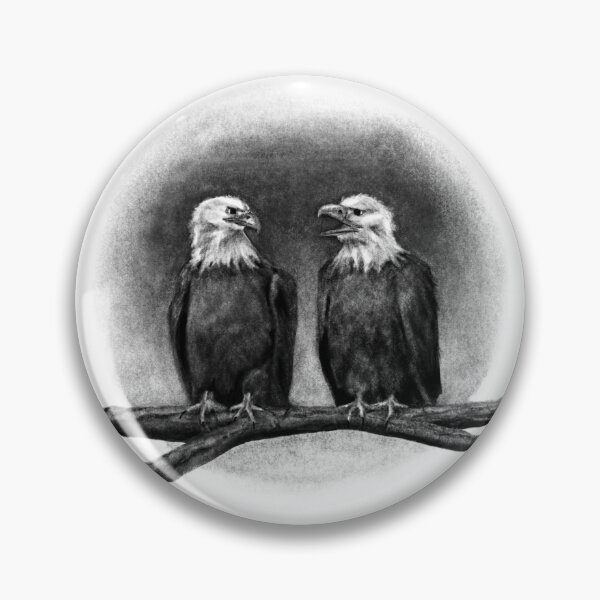Item preview, Chatty Bald Eagles Charcoal Drawing - White designed and sold by stubiedoodles.