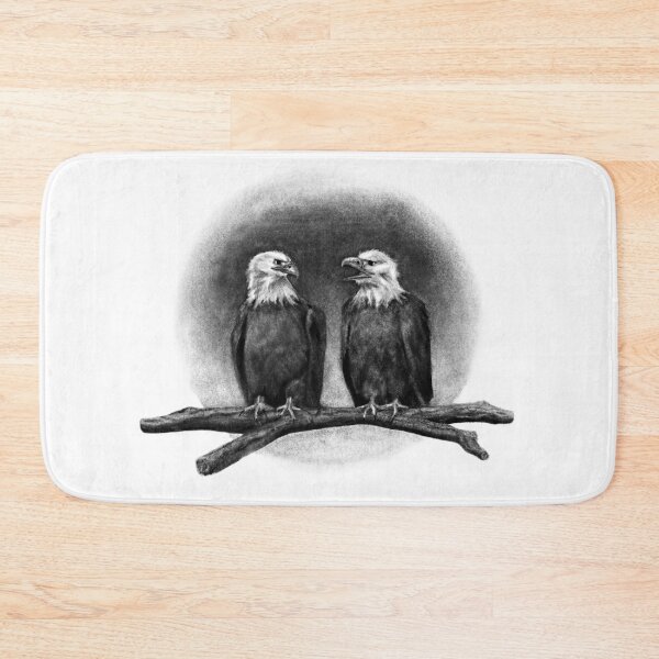 Item preview, Chatty Bald Eagles Charcoal Drawing - White designed and sold by stubiedoodles.