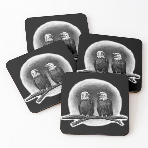 Item preview, Chatty Bald Eagles Charcoal Drawing - Black designed and sold by stubiedoodles.