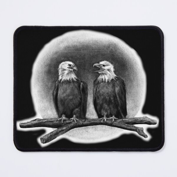 Item preview, Chatty Bald Eagles Charcoal Drawing - Black designed and sold by stubiedoodles.
