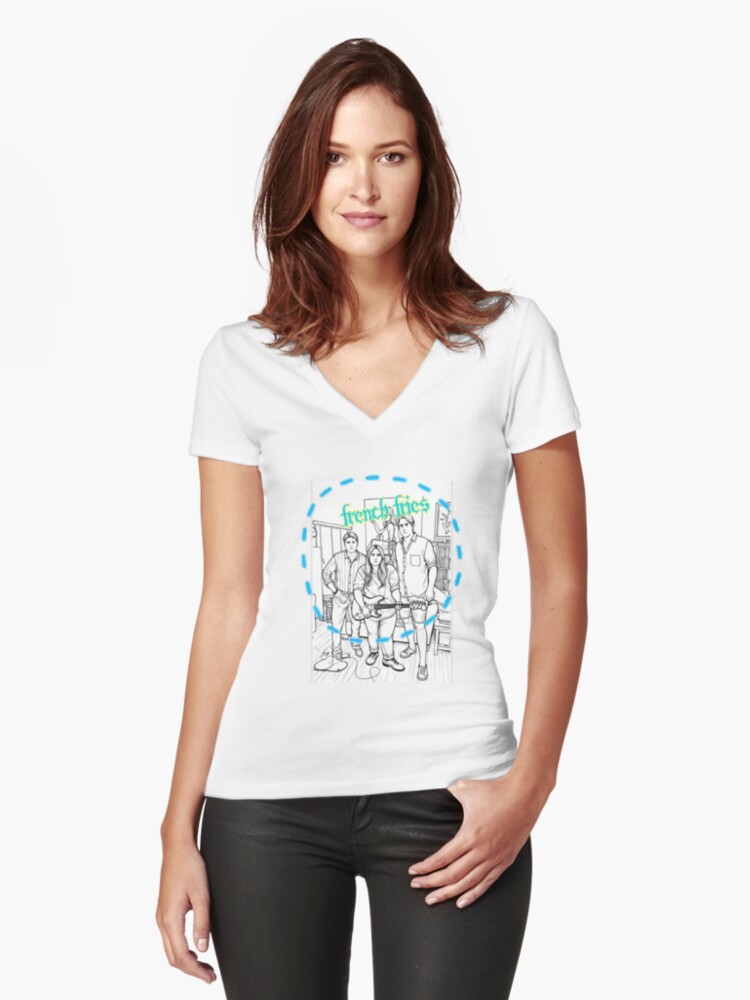 Thumbnail 1 of 3, Fitted V-Neck T-Shirt, French fries designed and sold by coma-x-white.