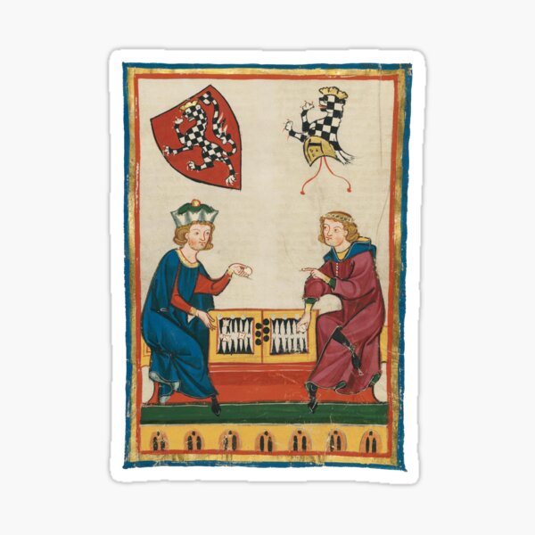 Artikel-Vorschau von Backgammon-Spiel, mittelalterliche Kunst des 14. Jahrhunderts, designt und verkauft von Cat Lady Designs.