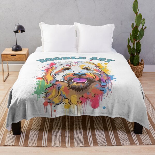 Item preview, Doodle Dog Art - Tan Labradoodle Covered in Colorful Paint designed and sold by PoodleDoodles4U.