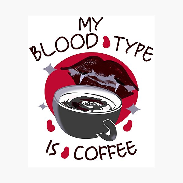 Item preview, My blood type is coffee funny vampire logo designed and sold by vibeno1.
