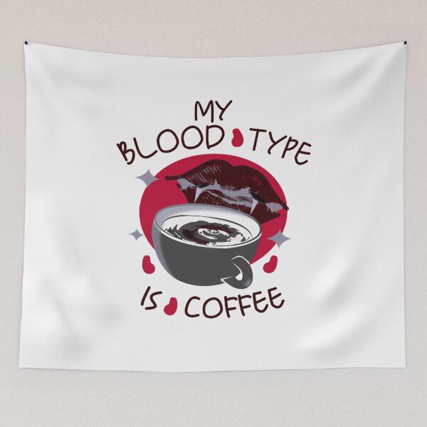 Item preview, My blood type is coffee funny vampire logo designed and sold by vibeno1.