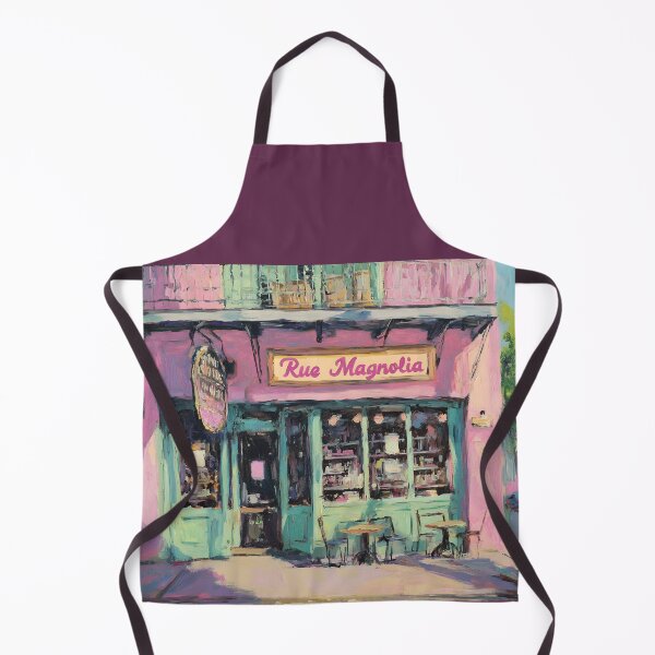 Item preview, Rue Magnolia - A Quaint Café in New Orleans with Pink and Teal Charm Abstract Digital AI Generated Art designed and sold by OlfactoART Studio.