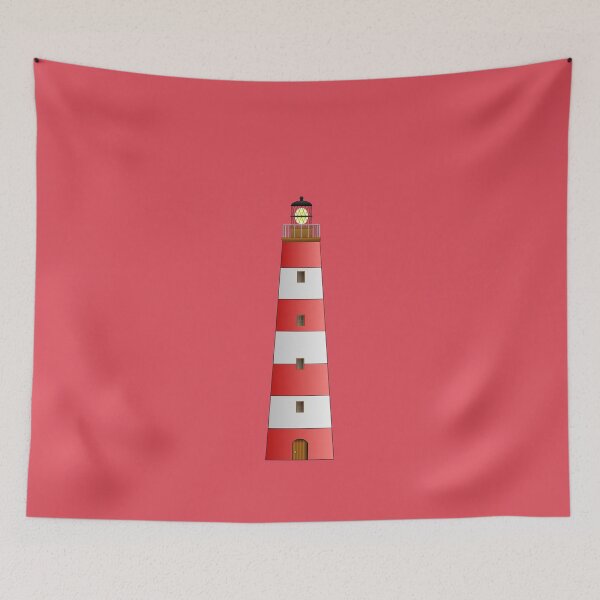 Item preview, Illustrated Red and White Lighthouse on Red Background designed and sold by 45CreativeClub.