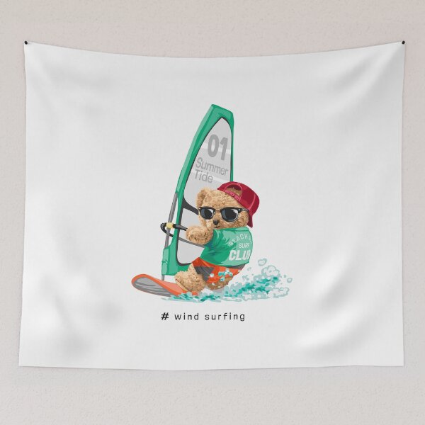 Item preview, Sail Away! Windsurfing Teddy Bear Summer Design for Free Spirits designed and sold by Polarisofficial.