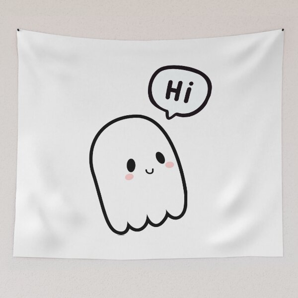 Item preview, Cute Ghost Saying Hi, In Speech Bubble, Hello designed and sold by AASparksDesigns.