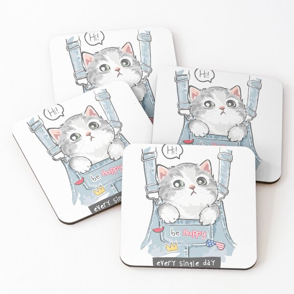 Item preview, Hi! Be Happy every single day: Cute cat in overalls design to brighten up your day designed and sold by Polarisofficial.