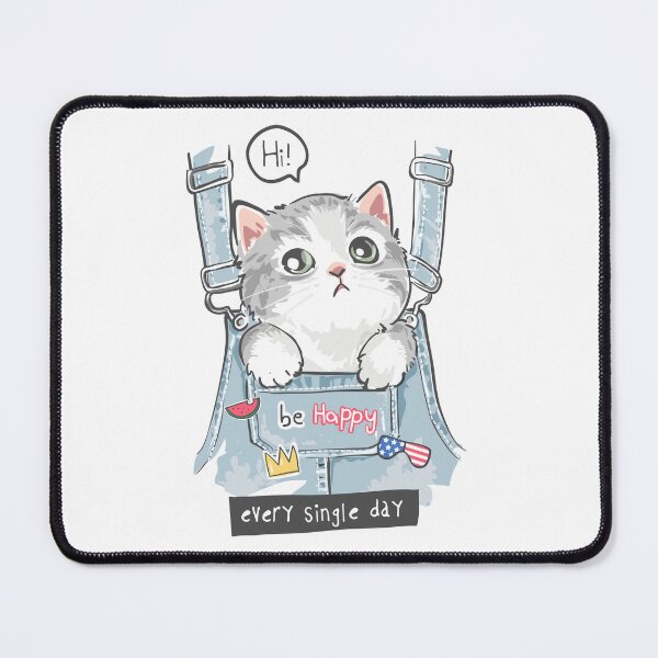 Item preview, Hi! Be Happy every single day: Cute cat in overalls design to brighten up your day designed and sold by Polarisofficial.