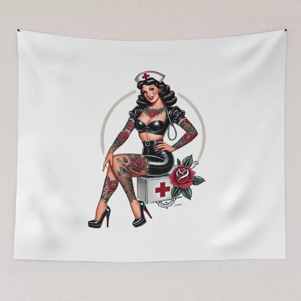 Item preview, Sexy Tattooed Nurse Pin-up designed and sold by PinUpPizzazz.