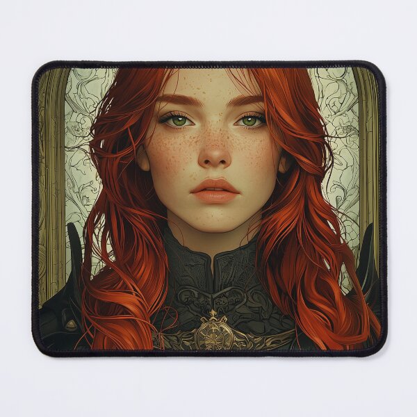 Item preview, Redhead Knight with Green Eyes - Art Nouveau Style designed and sold by ArtNouveauChic.