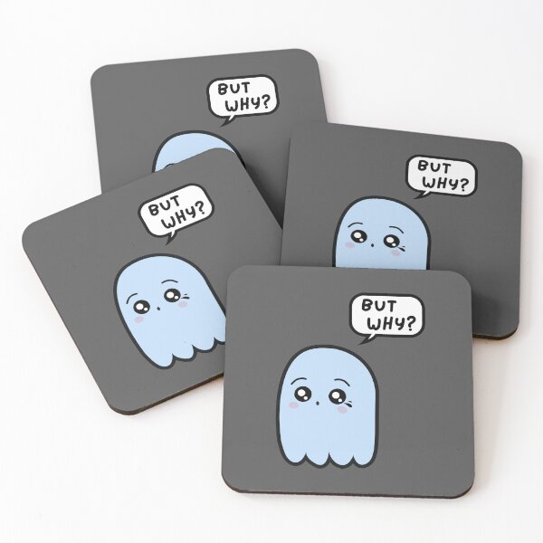 Item preview, Cute Sad Blue Ghost Saying BUT WHY? In Speech Bubble designed and sold by AASparksDesigns.