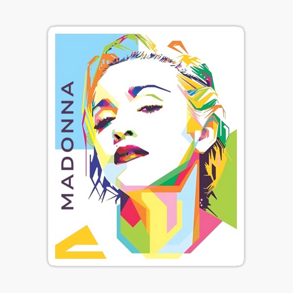 Aperçu de l'œuvre Portrait géométrique vibrant de Madonna - Pop Art moderne créée et vendue par Vicky021.