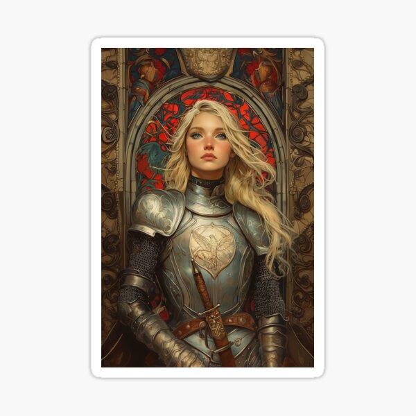 Item preview, Blonde Female Knight  - Art Nouveau Style designed and sold by ArtNouveauChic.