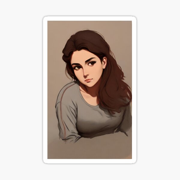 Item preview, A girl with long dark hair, Art Print designed and sold by Lezabound.